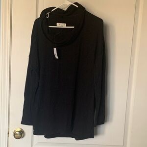 Cowl Neck Long Sleeve Sweater - Black
